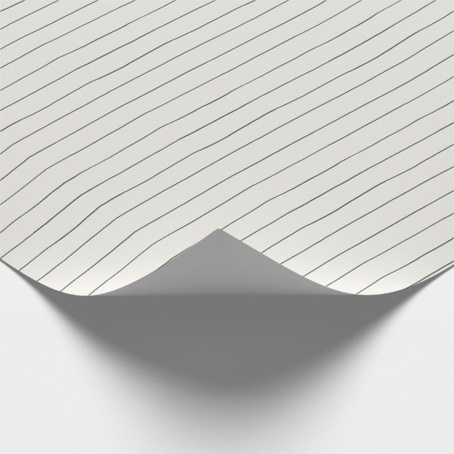 Minimal Stripe Grüne Weihnachtswrap Geschenkpapier (Ecke)