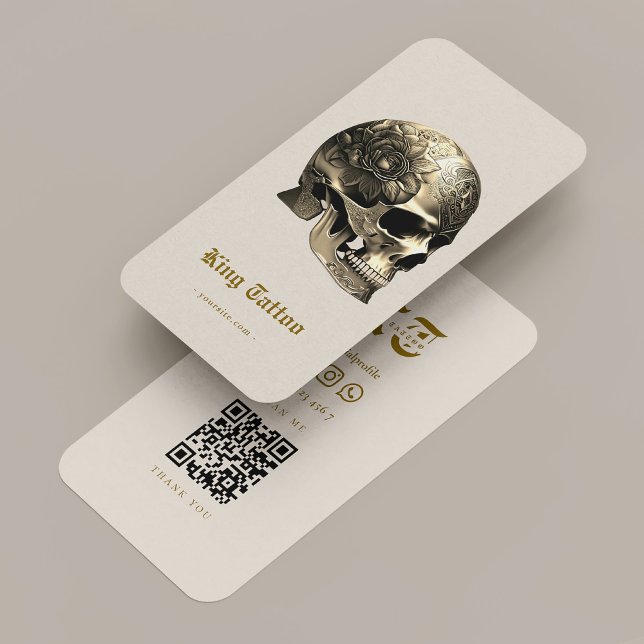 Minimal Tattoo Artist Sand Tattooist Skull Visitenkarte (Von Creator hochgeladen)