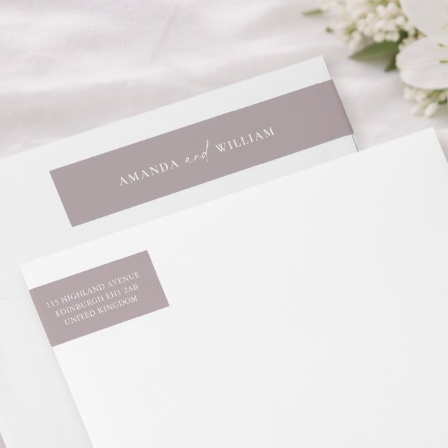 Minimal Taupe Wedding Address Label (Von Creator hochgeladen)