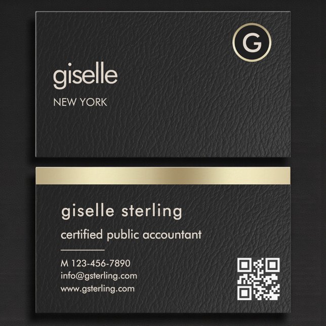 Minimal Tax Accountant CPA Faux Leather Visitenkarte (Von Creator hochgeladen)