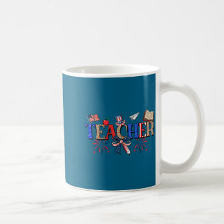 Minimal Teacher Patriotic 1776 Independence Day Kaffeetasse