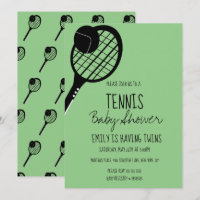 Minimal Tennis Sports Baby Dusche Grüne Einladung