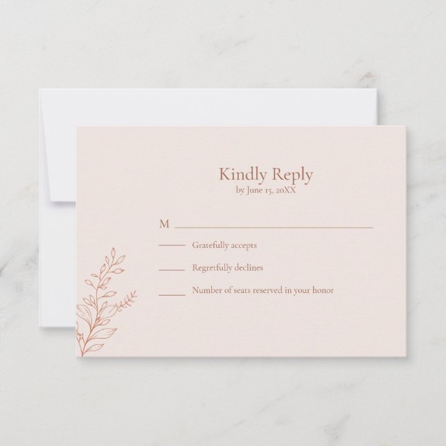 Minimal Terracotta Botanical RSVP Card Karte (Vorderseite)