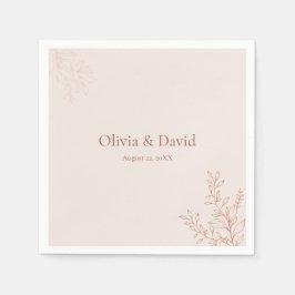 Minimal Terracotta Botanical Wedding Napkin Serviette