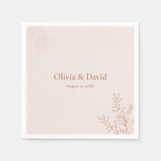 Minimal Terracotta Botanical Wedding Napkin Serviette