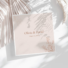 Minimal Terracotta Botanical Wedding Napkin Serviette