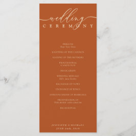 Minimal terracotta Ceremony wedding Programm