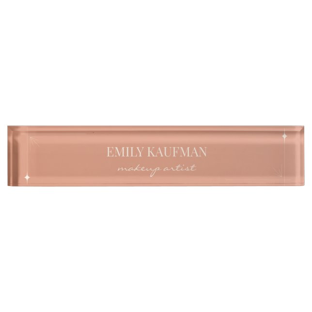 Minimal Terracotta Gradient Makeup Artist Business Namensplakette (Vorderseite)