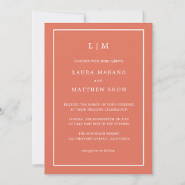 Minimal Terracotta Monogram Simple Wedding Einladung