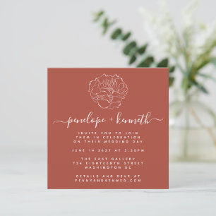 Minimal Terracotta Script floral Zeichnend Hochzei Einladung