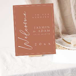Minimal Terracotta Script Wedding Welcome Sign Poster