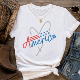 Minimal Text Grafische amerikanische Flagge 4. Jul T-Shirt