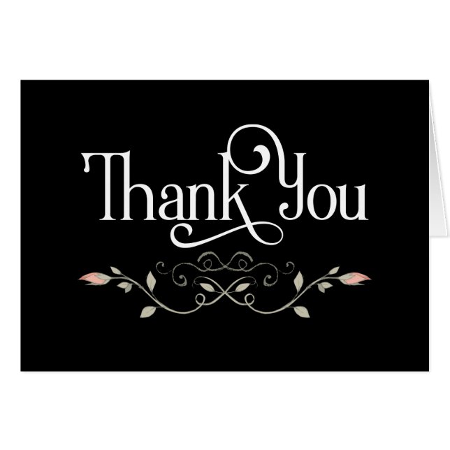 Minimal Thank You Typography with Floral Scroll (Vorderseite (Horizontal))