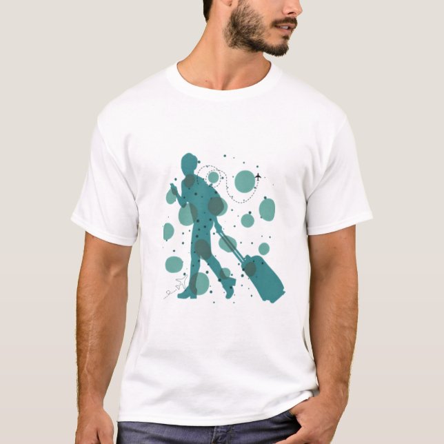 Minimal Traveler with Suitcase Graphic T-Shirt (Vorderseite)