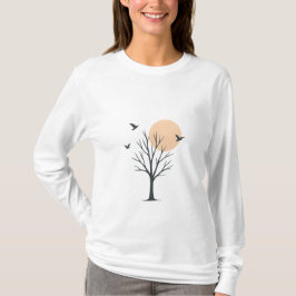 Minimal Tree & Birds Sunset Women’s T-Shirt