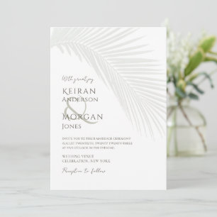 Minimal Tropical Palm Leaf Boho Beach Wedding Einladung