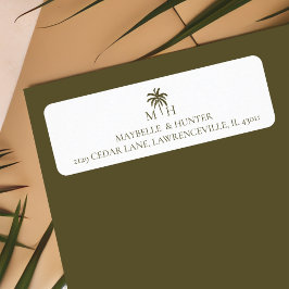 Minimal Tropical Palm Tree Monogram White