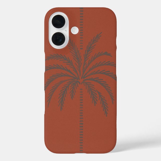 Minimal Tropical Palm Tree Pattern Terracotta  iPhone 16 Hülle (Rückseite)
