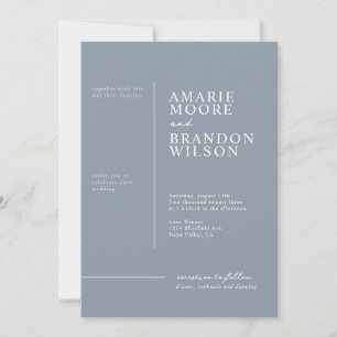 Minimal Typografie Dusty Blue Wedding Einladung