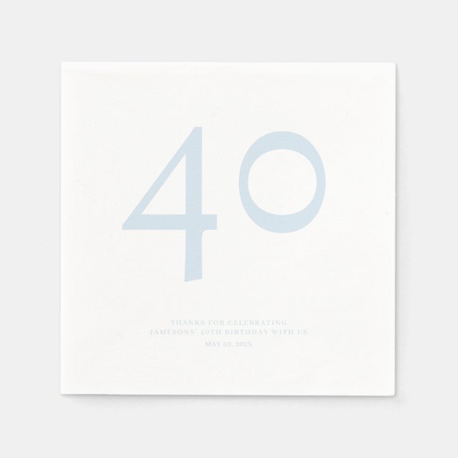 Minimal und Chic 40. Geburtstag Party Serviette (Vorderseite)