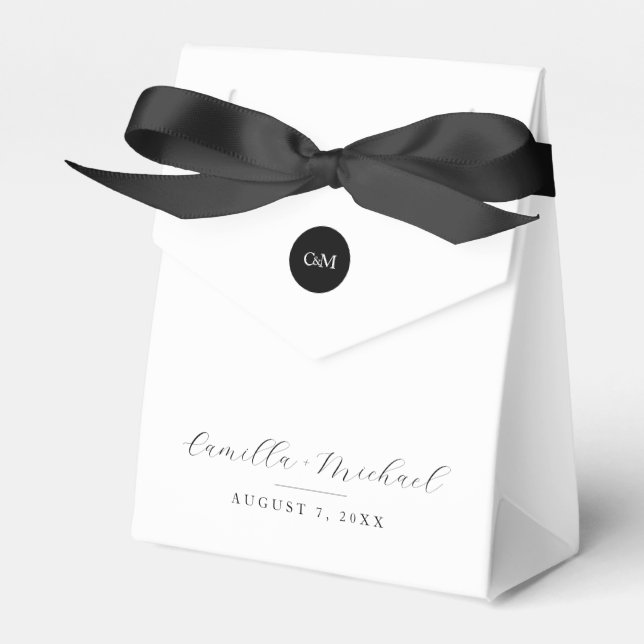 Minimal und Chic Black and White Foto Gefälligkeit Geschenkschachtel (Vorderseite)