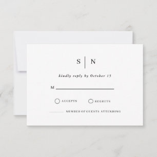 Minimal und Chic   Black and White Wedding RSVP Ca Karte
