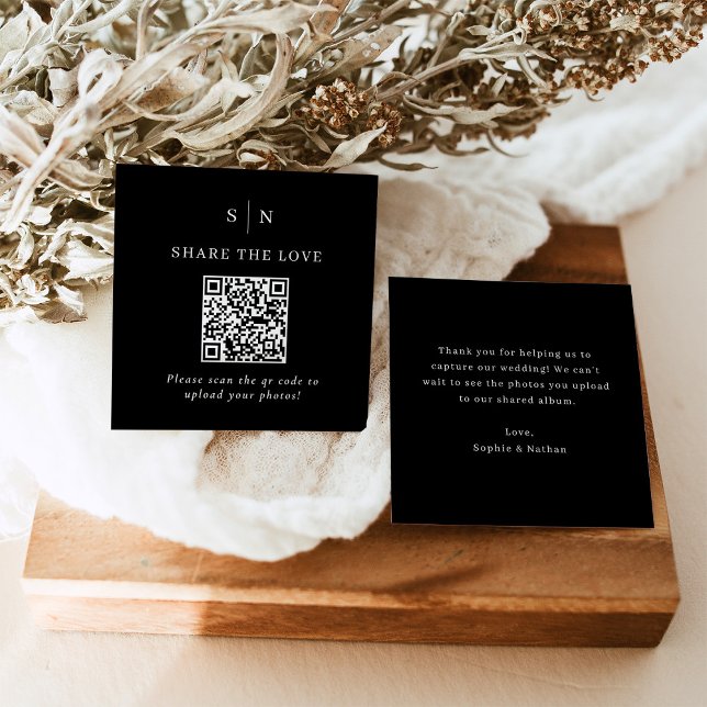 Minimal und Chic | Black QR Code Share the Liebe Begleitkarte (Von Creator hochgeladen)