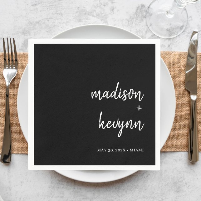 Minimal und Chic | Black Wedding Napkins Serviette (Von Creator hochgeladen)