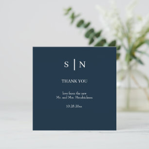 Minimal und Chic   Blaue und weiße Hochzeit der Ma Dankeskarte