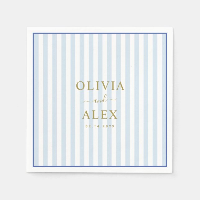 Minimal und Chic Blue Französisch Personalisiert H Serviette (Vorderseite)