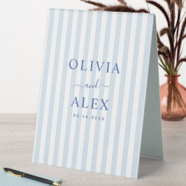 Minimal und Chic Blue Französisch Personalisiert H Tischaufsteller