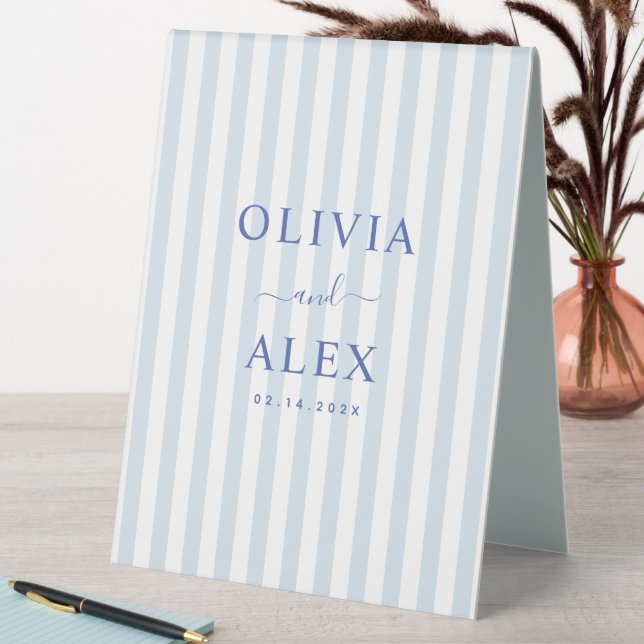 Minimal und Chic Blue Französisch Personalisiert H Tischaufsteller (In Situ (Tisch))