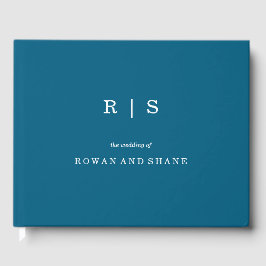 Minimal und Chic Blue | White Border Guest Book Gästebuch