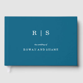 Minimal und Chic Blue | White Border Guest Book Gästebuch