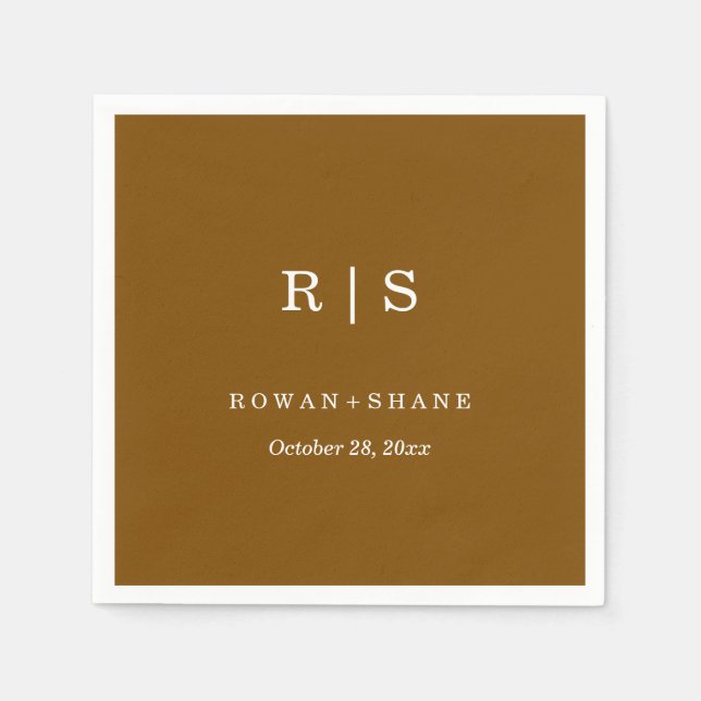Minimal und Chic | Braun Wedding Napkin mit White Serviette (Vorderseite)
