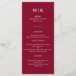 Minimal und Chic | Burgund und Weiße Hochzeit Menükarte