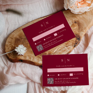 Minimal und Chic Burgundy Traditioneller und QR-Co RSVP Karte