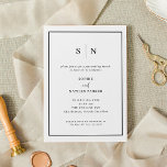 Minimal und Chic | Eleganter Brunch nach Hochzeite Einladung<br><div class="desc">Diese eleganten,  modernen Post-Hochzeit-Brunch-Einladungen zeichnen sich durch ein einfaches,  minimalistisches Schwarz-Weiß-Textdesign aus,  das an der Grenze einen klassischen Rahmen aufweist. Fügen Sie Ihre Initialen oder Monogramme hinzu,  um sie komplett zu Ihrem eigenen zu machen.</div>