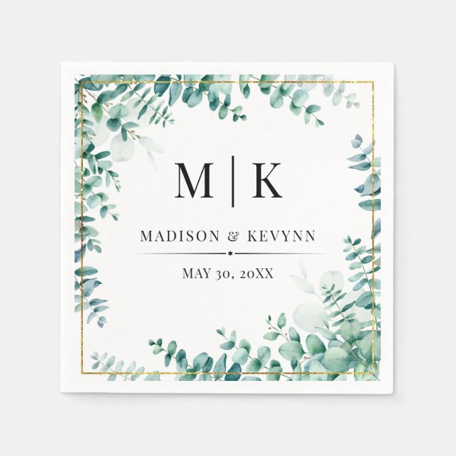 Minimal und Chic | Eucalyptus Wedding Napkins Serviette (Vorderseite)
