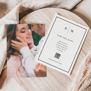 Minimal und Chic   Foto Back and QR Code Wedding Save The Date