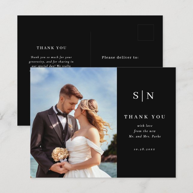 Minimal und Chic | Foto Hochzeit Danke Postkarte (Vorne/Hinten)