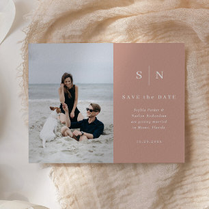 Minimal und Chic   Foto Hochzeit Datum speichern Postkarte