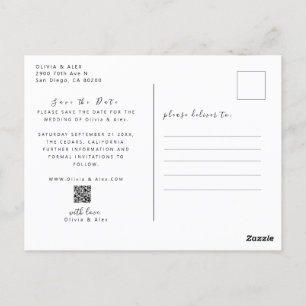 Minimal und Chic   Foto Hochzeit Datum speichern Postkarte
