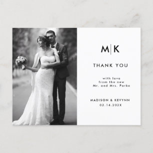 Minimal und Chic Foto Wedding Vielen Dank Postkarte
