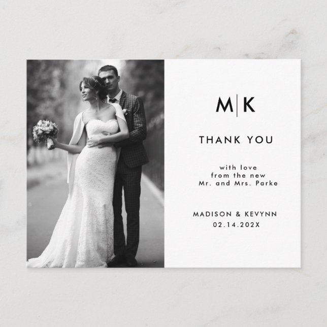 Minimal und Chic | Foto Wedding Vielen Dank Postkarte (Vorderseite)