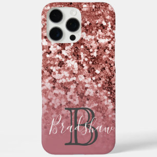 Minimal und Chic Girly Rose Glitzer iPhone 16 Pro Max Hülle