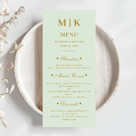 Minimal und Chic | Gold und Grüne Hochzeit Menükarte