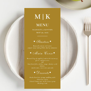 Minimal und Chic Hochzeit mit Gold und Weiß Menükarte