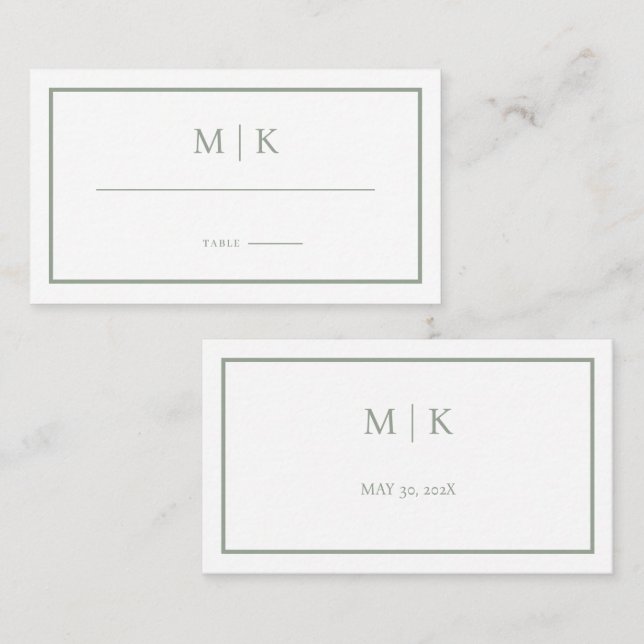 Minimal und Chic | Hochzeitsflat Platzkarte (Vorne/Hinten)