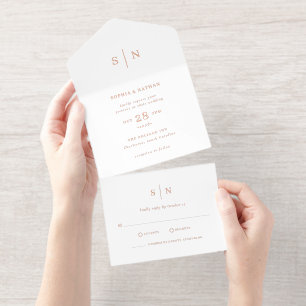 Minimal und Chic   Hochzeitsgoldfoil All-in-One-Einladung